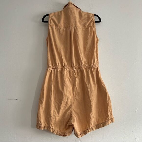 Pact Organic Cotton Sleeveless Button Front Romper Orange Size Medium Safari - Picture 4 of 12